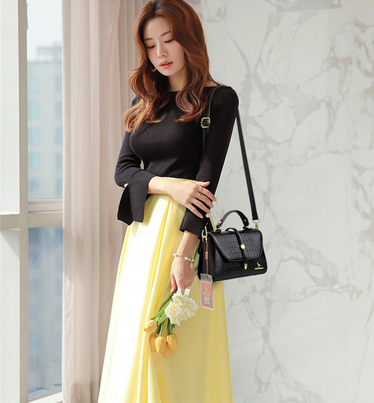 Rice Yellow Women's Crocodile Leather Designer Handbag - Leather Purse - skyjackerz