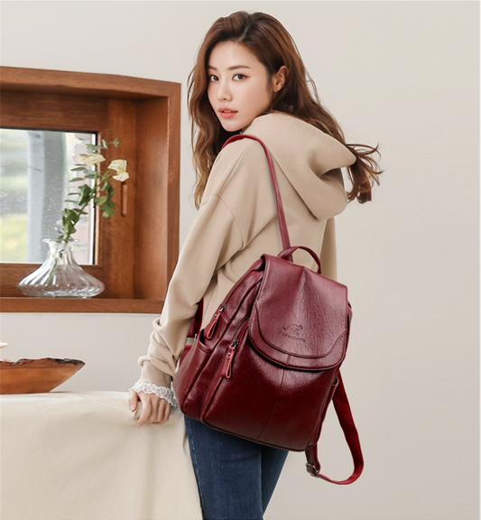 Golden Grace Leather Backpack for Women - Stylish Leather Bag - skyjackerz