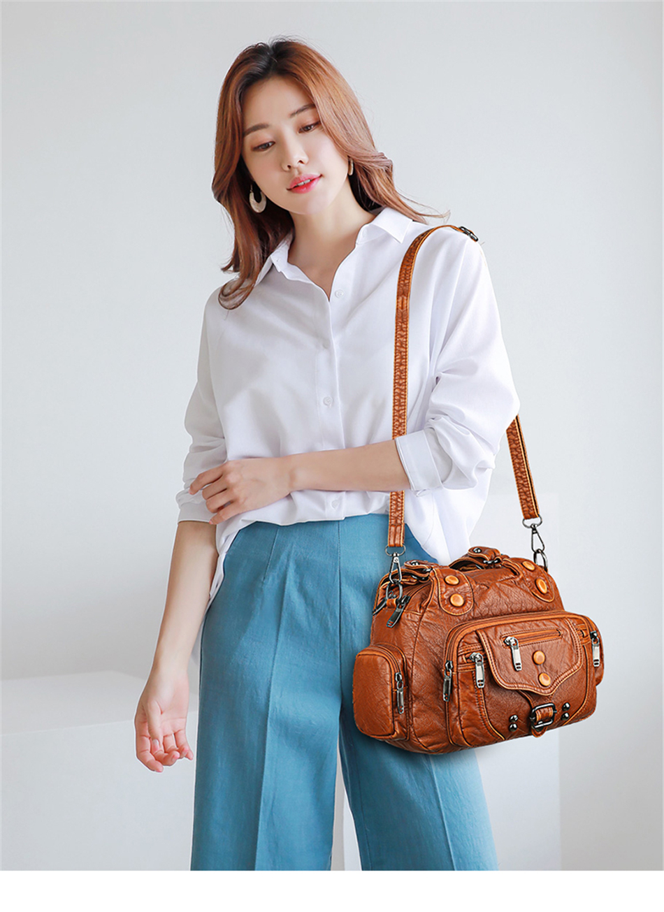 Brown Women's Soft Leather Handbag - Mong Collection - skyjackerz