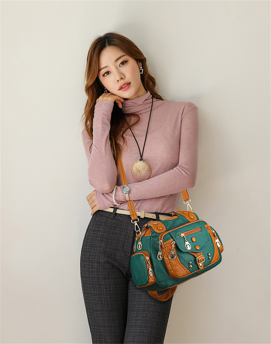 Brown Women's Soft Leather Handbag - Mong Collection - skyjackerz