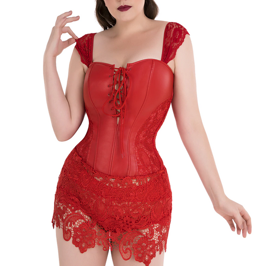 Red / S Women's Steam Punk Leather Corset - skyjackerz