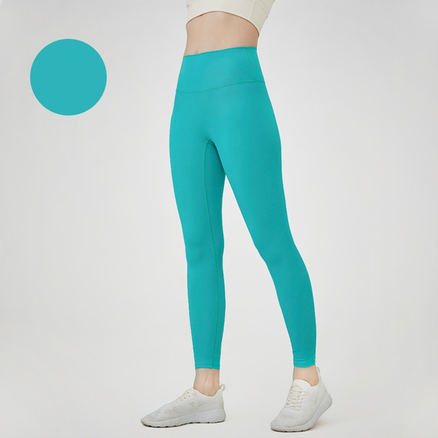 Lake-Blue / S Plain Yoga Tights For Women's - skyjackerz