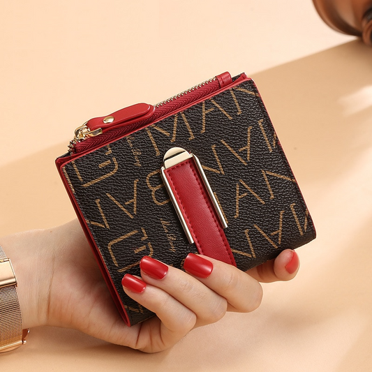 Red Women's Leather Zipper Purse - Durable Leather Handbag - skyjackerz