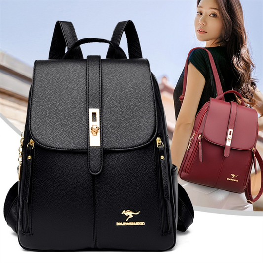 Black Stylish Leather Backpack for Women - Leather Backpack Purse - skyjackerz