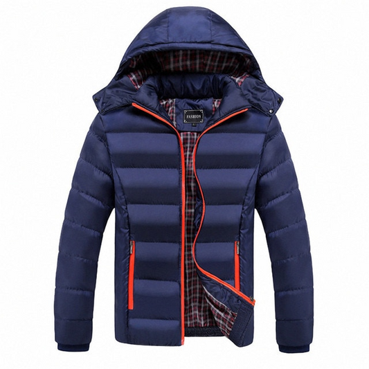 Blue / S Men's Hooded Puffer Jacket - skyjackerz