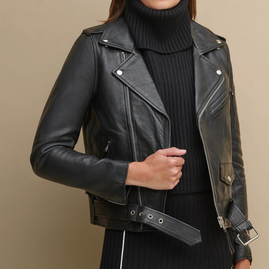 X Small Biker Black Vintage Leather Jacket For Women - skyjackerz