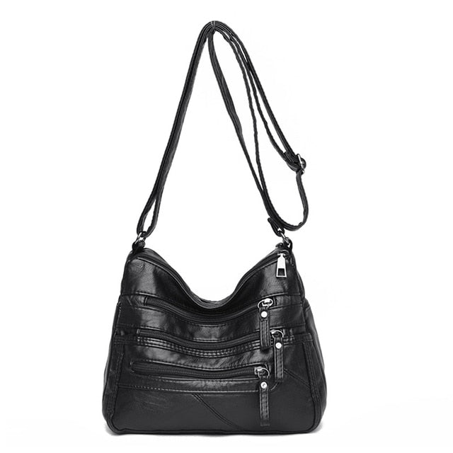 Black Aubrey Leather Shoulder Bag for Women - Stylish Handbag - skyjackerz