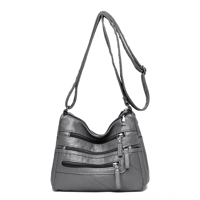 Gray Aubrey Leather Shoulder Bag for Women - Stylish Handbag - skyjackerz