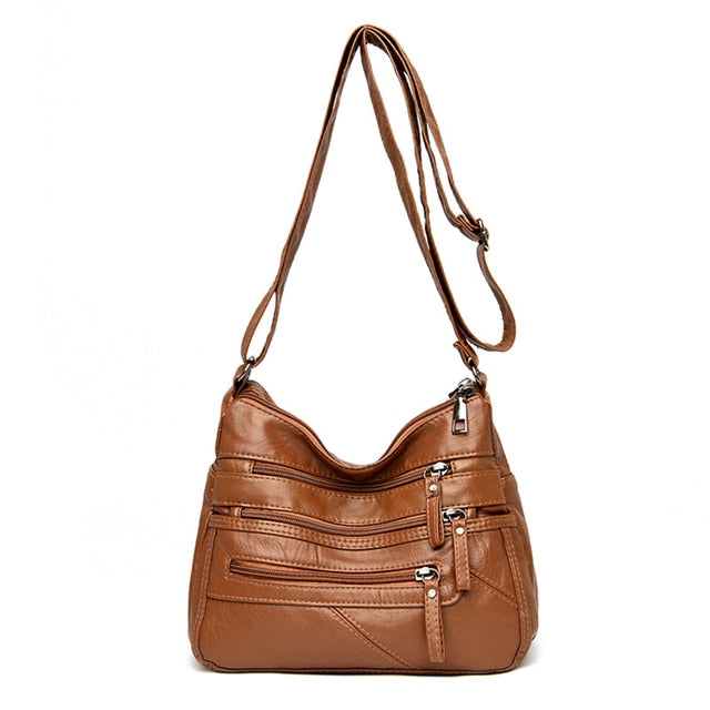 Yellow brown Aubrey Leather Shoulder Bag for Women - Stylish Handbag - skyjackerz