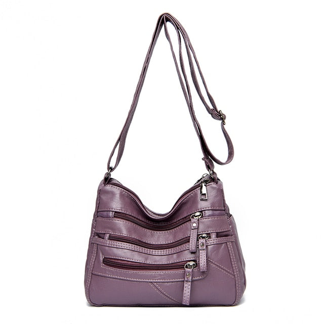 Purple Aubrey Leather Shoulder Bag for Women - Stylish Handbag - skyjackerz