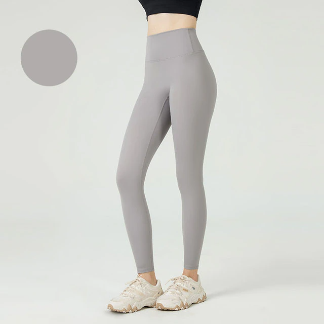 Light-Grey / S Plain Yoga Tights For Women's - skyjackerz