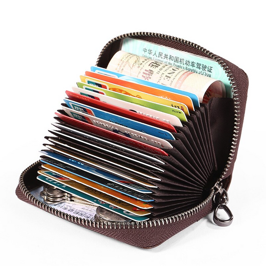 Black Men's Buffy Zipper Leather Wallet - skyjackerz