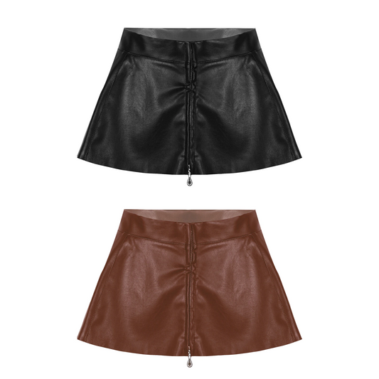Women's Leather Mini Skirt - skyjackerz