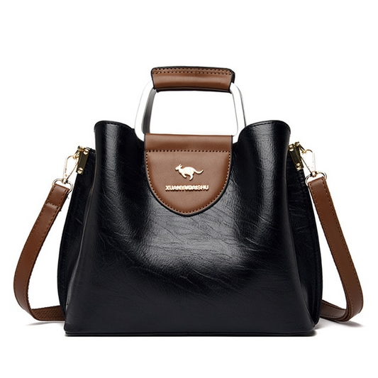Black Elegant Leather Shoulder Bag for Women - Leather Handbag - skyjackerz