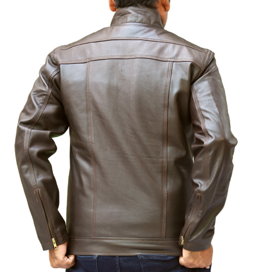 Dark Brown Leather Jacket For Men - skyjackerz