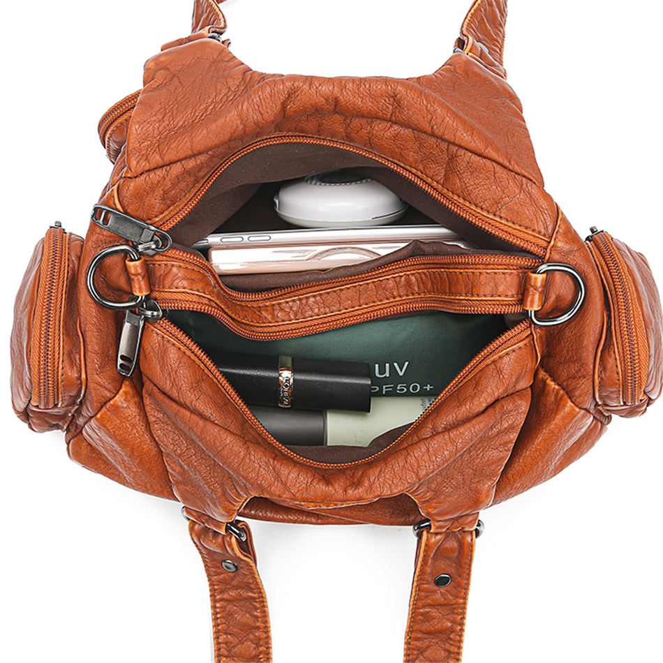 Brown Women's Soft Leather Handbag - Mong Collection - skyjackerz