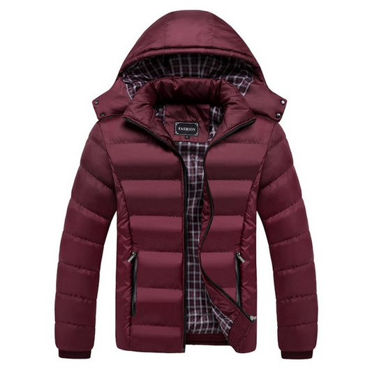 Black / S Men's Hooded Puffer Jacket - skyjackerz