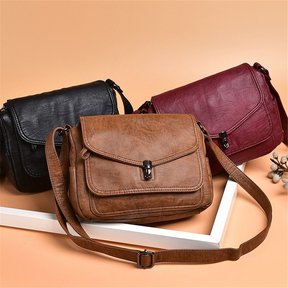 Retro Brown Women's Leather Crossbody Messenger Bag - Stylish Purse - skyjackerz