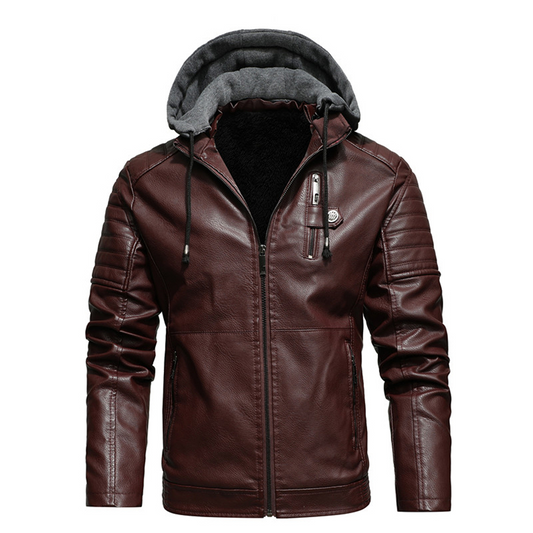 Khaki / Large Men's Biker Fleece Jacket - skyjackerz