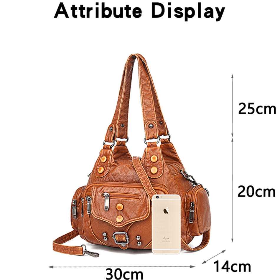 Brown Women's Soft Leather Handbag - Mong Collection - skyjackerz