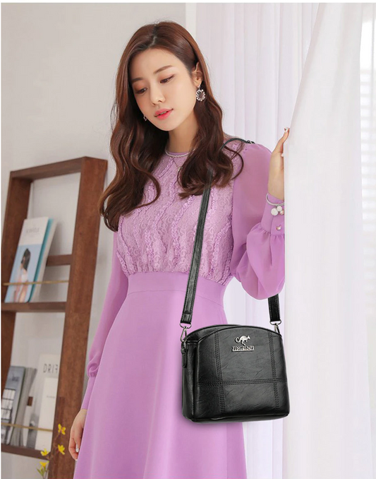 Black-1 Small Leather Crossbody Purse for Women - Pin Design - skyjackerz