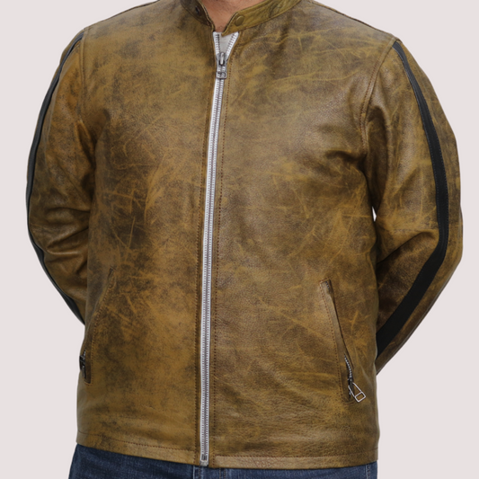 Medium Crocodile Green Leather Jacket For Men - skyjackerz