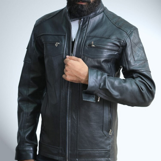 Biker Black Leather Jacket For Men - skyjackerz