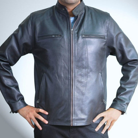Medium Plain Black Leather Jacket For Men - skyjackerz