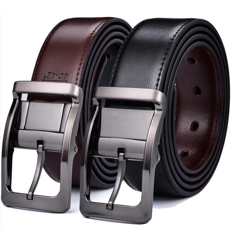 Black / Coffee / 90 Men's Reversible Leather Belt - skyjackerz