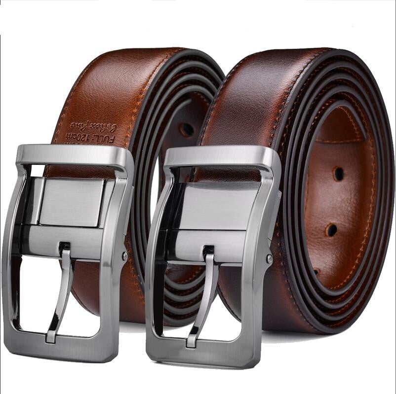 Dark-Brown / Light-Brown / 90 Men's Reversible Leather Belt - skyjackerz