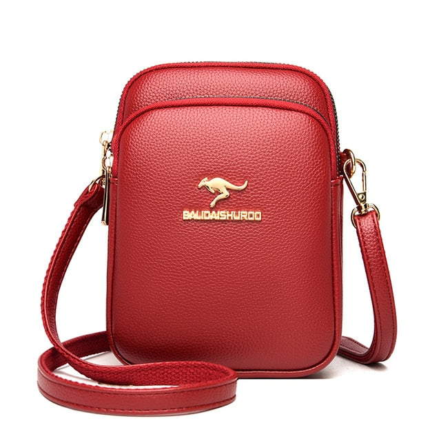 Red Women's Leather Crossbody Purse - Shell Design Shoulder Bag - skyjackerz