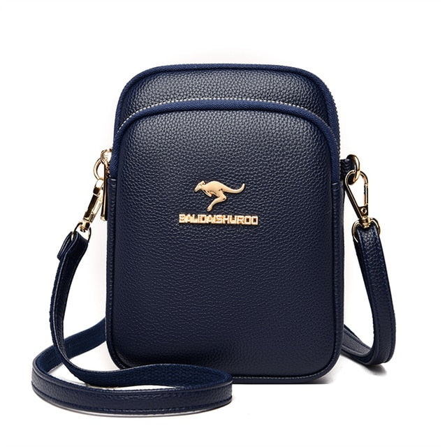 Blue Women's Leather Crossbody Purse - Shell Design Shoulder Bag - skyjackerz