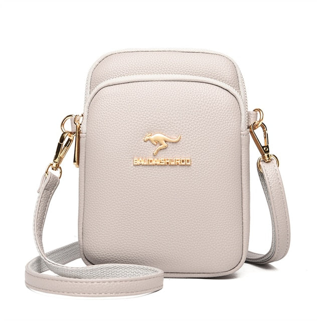 Beige Women's Leather Crossbody Purse - Shell Design Shoulder Bag - skyjackerz