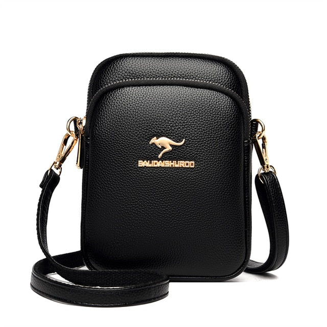 Black Women's Leather Crossbody Purse - Shell Design Shoulder Bag - skyjackerz
