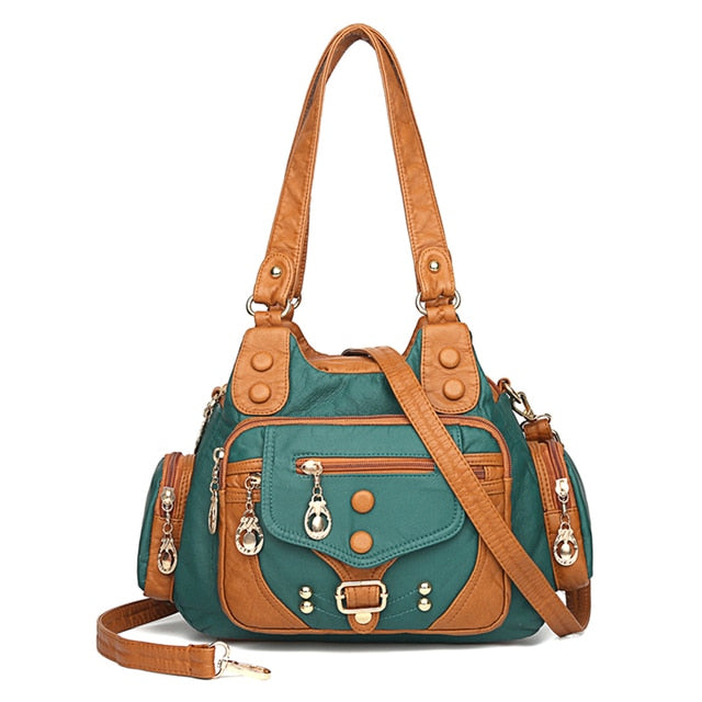 Green Women's Soft Leather Handbag - Mong Collection - skyjackerz