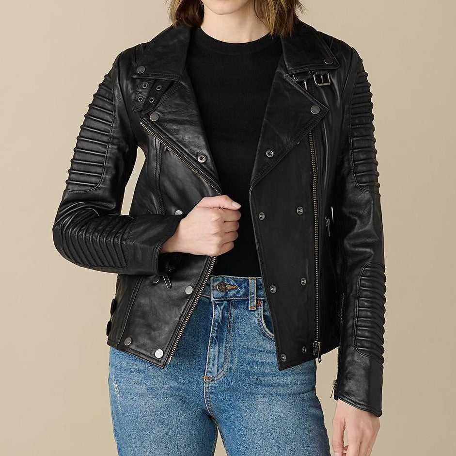 Queens Black Biker Jacket For Women - skyjackerz