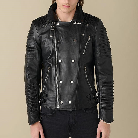 Brooklyn Biker Black Leather Jacket For Men - skyjackerz