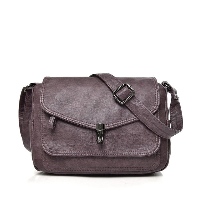 Retro Purple Women's Leather Crossbody Messenger Bag - Stylish Purse - skyjackerz