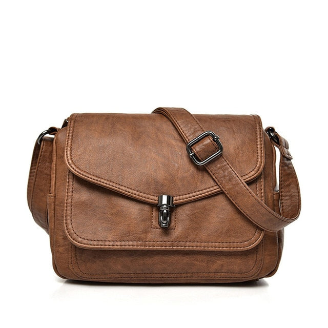 Retro Brown Women's Leather Crossbody Messenger Bag - Stylish Purse - skyjackerz