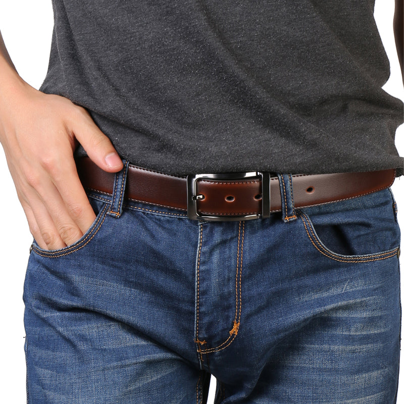 Men's Reversible Leather Belt - skyjackerz