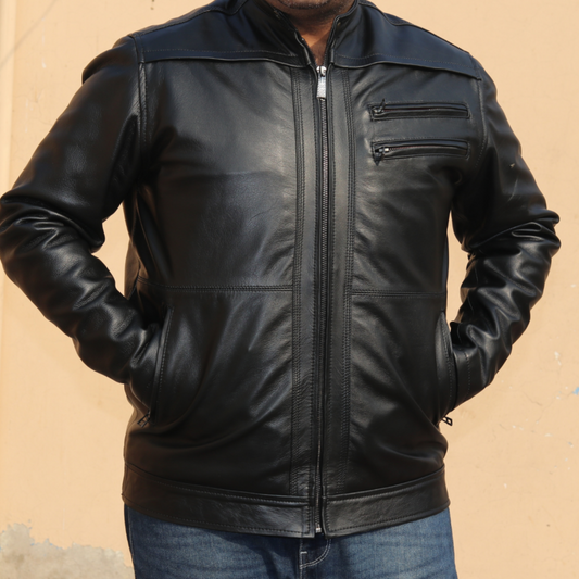 Medium Mark Casual Black Leather Jacket For Men - skyjackerz