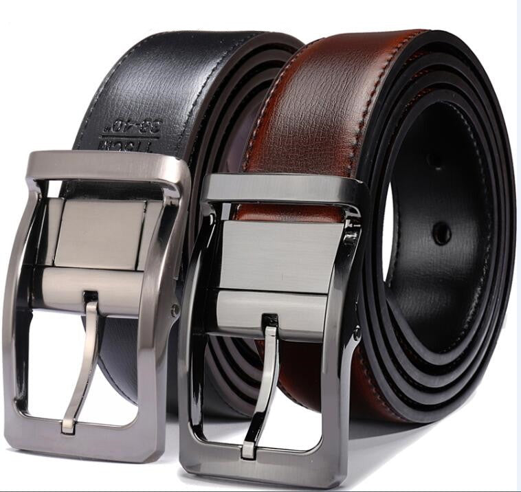 Black / Dark-Brown / 90 Men's Reversible Leather Belt - skyjackerz