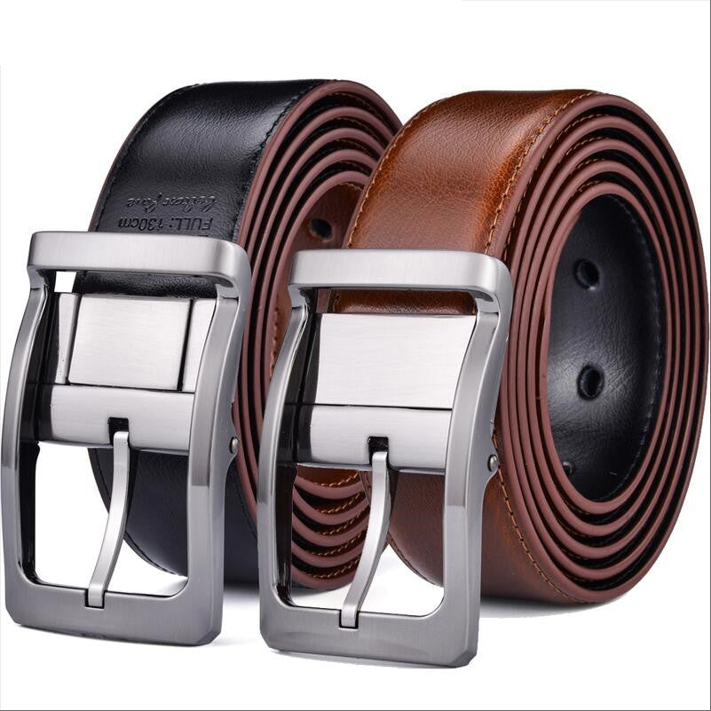 Black / Light-Brown / 90 Men's Reversible Leather Belt - skyjackerz