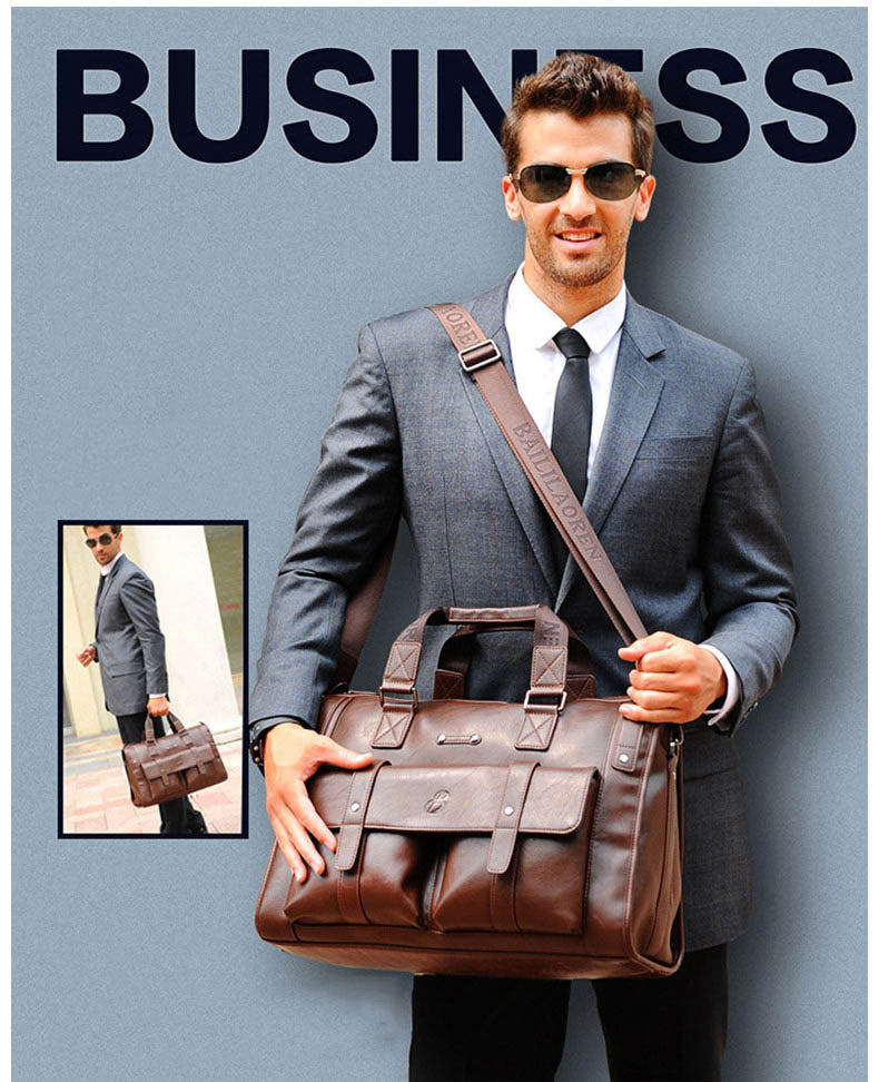 Black M Wellvo Leather Laptop Bag - skyjackerz