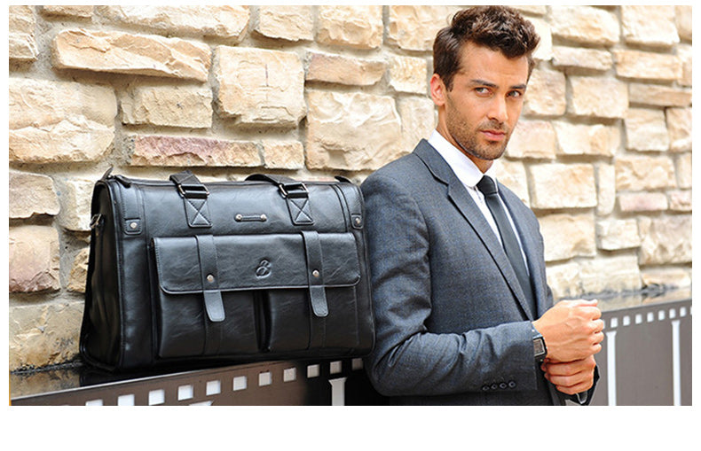 Black M Wellvo Leather Laptop Bag - skyjackerz
