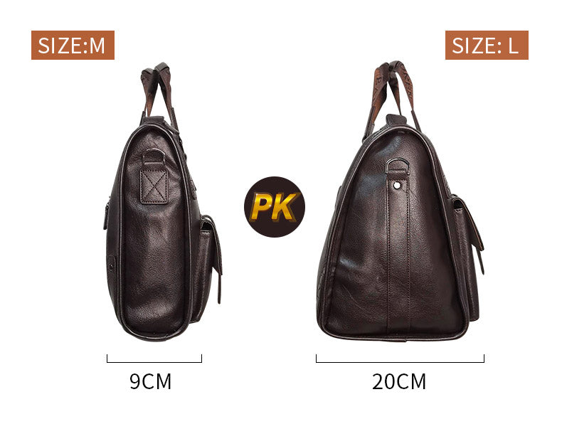 Black M Wellvo Leather Laptop Bag - skyjackerz