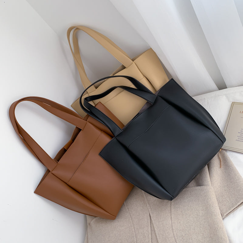 Brown Women's Leather Shoulder Bag - Classic Plain Handbag - skyjackerz