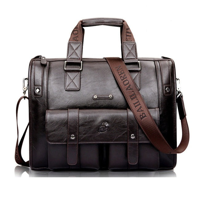 Dark brown M Wellvo Leather Laptop Bag - skyjackerz