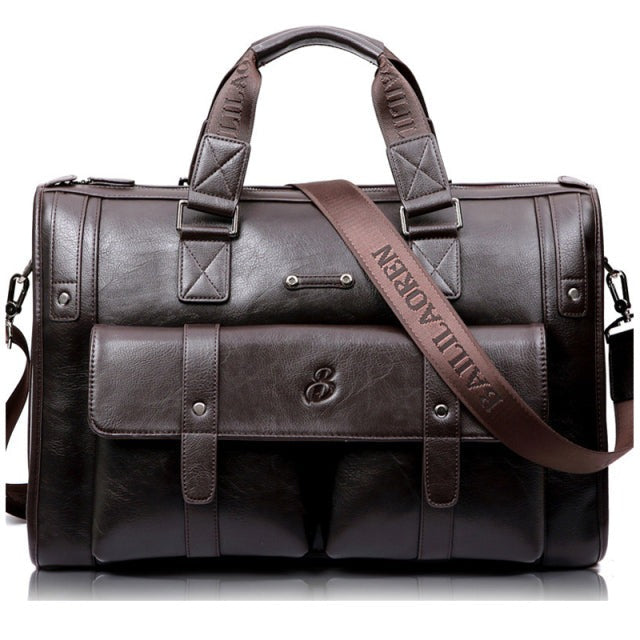 Dark brown L Wellvo Leather Laptop Bag - skyjackerz