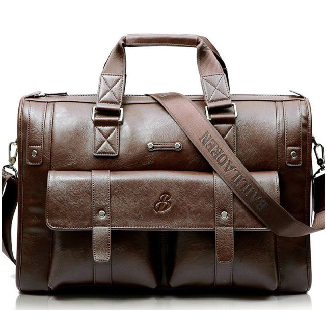 Light brown L Wellvo Leather Laptop Bag - skyjackerz